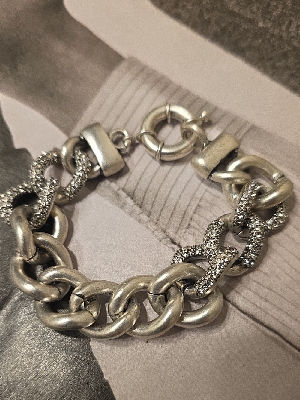 Chunky Rhinestone Link Bracelet - Picture 2 of 10